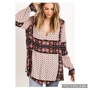 Free People Changing Times Floral Print Blouse Size XS